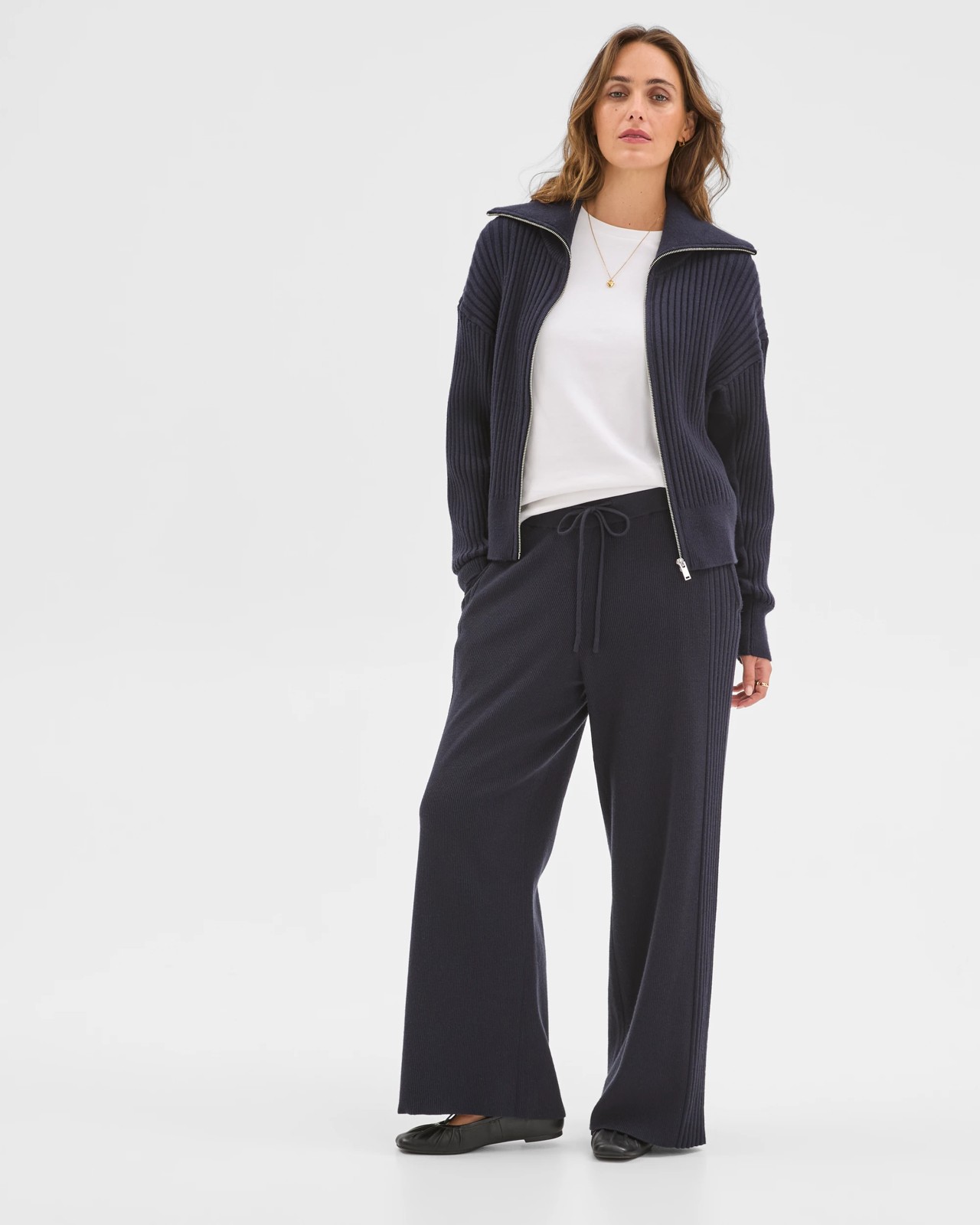 Clean Knit Rib Lounge Pants - Navy Marle 2 of 6