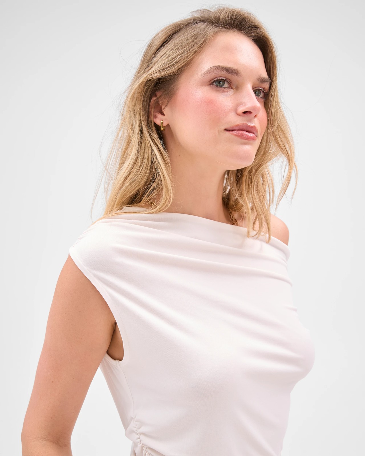 Lily Loves Drape Off Shoulder Top - Pale Oat 4 of 6