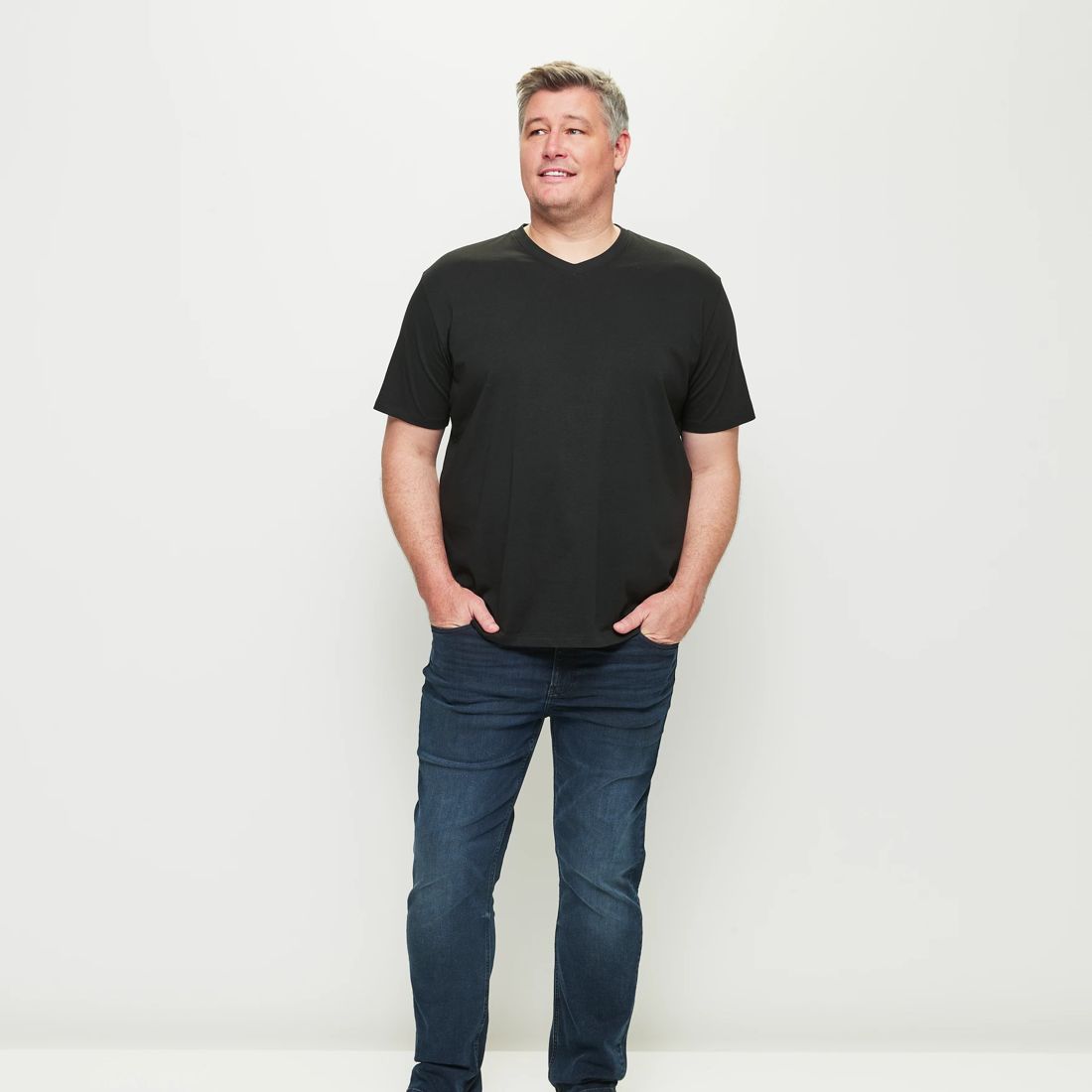Man Plus Australian Cotton V-Neck T-Shirt - Black | Target Australia