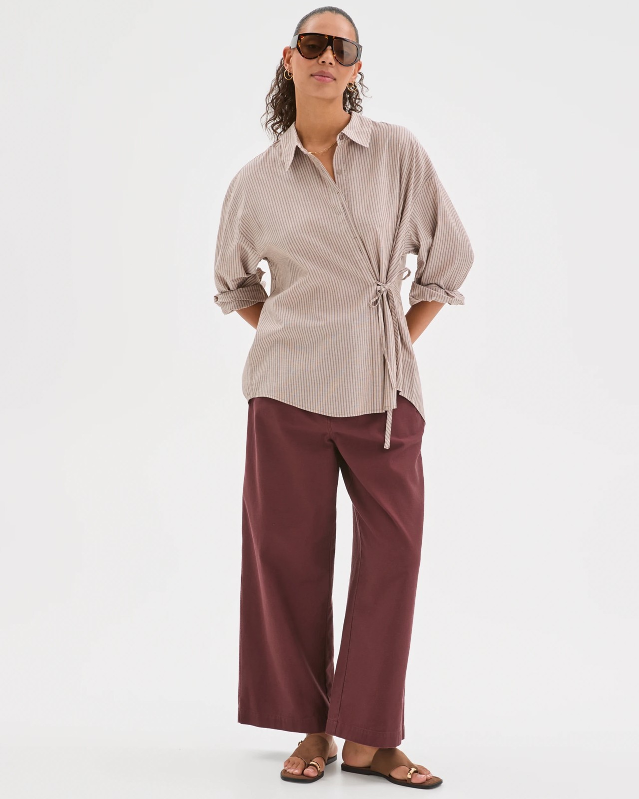 Australian Cotton Textured Cotton Pants - Chocolate Plum 2 of 6