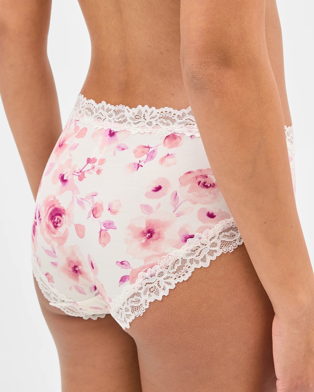 2 Pack Lace Midi Briefs - Painterly Floral Pink 4 of 4