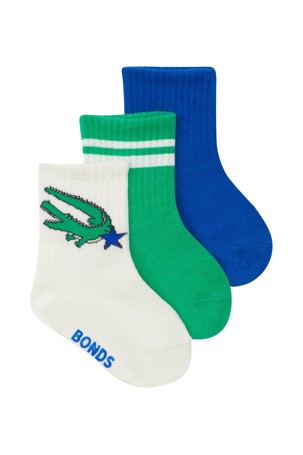 Bonds Baby 3 Pack Pattern Rib Crew Socks