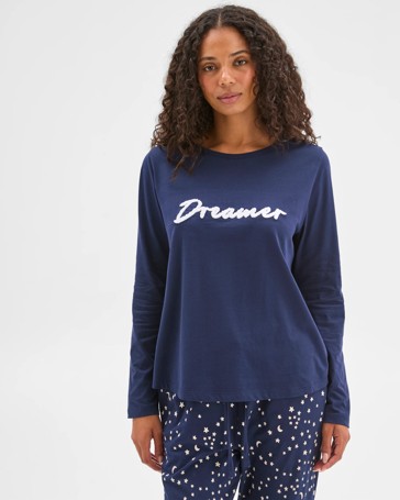 Australian Cotton Long Sleeve Slogan Sleep T-Shirt