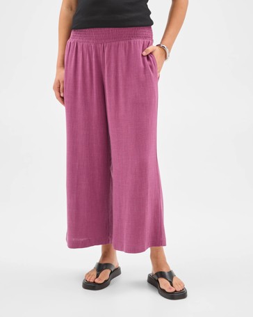 Resort Shirred Waist Culotte Pants