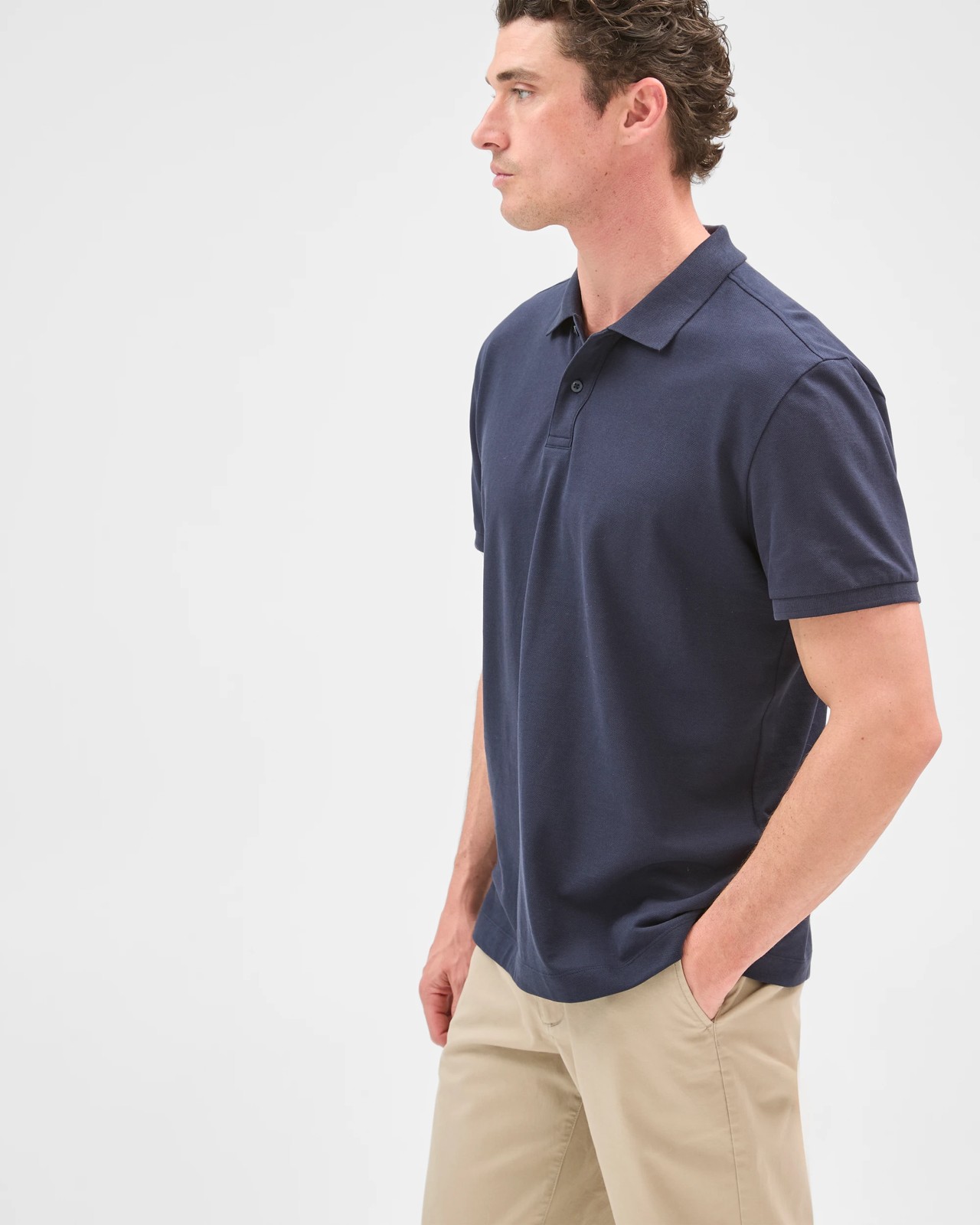 Australian Cotton Rich Pique Polo Top - Navy 4 of 5