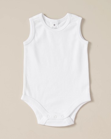 3 Pack Baby Organic Cotton Sleeveless Bodysuits