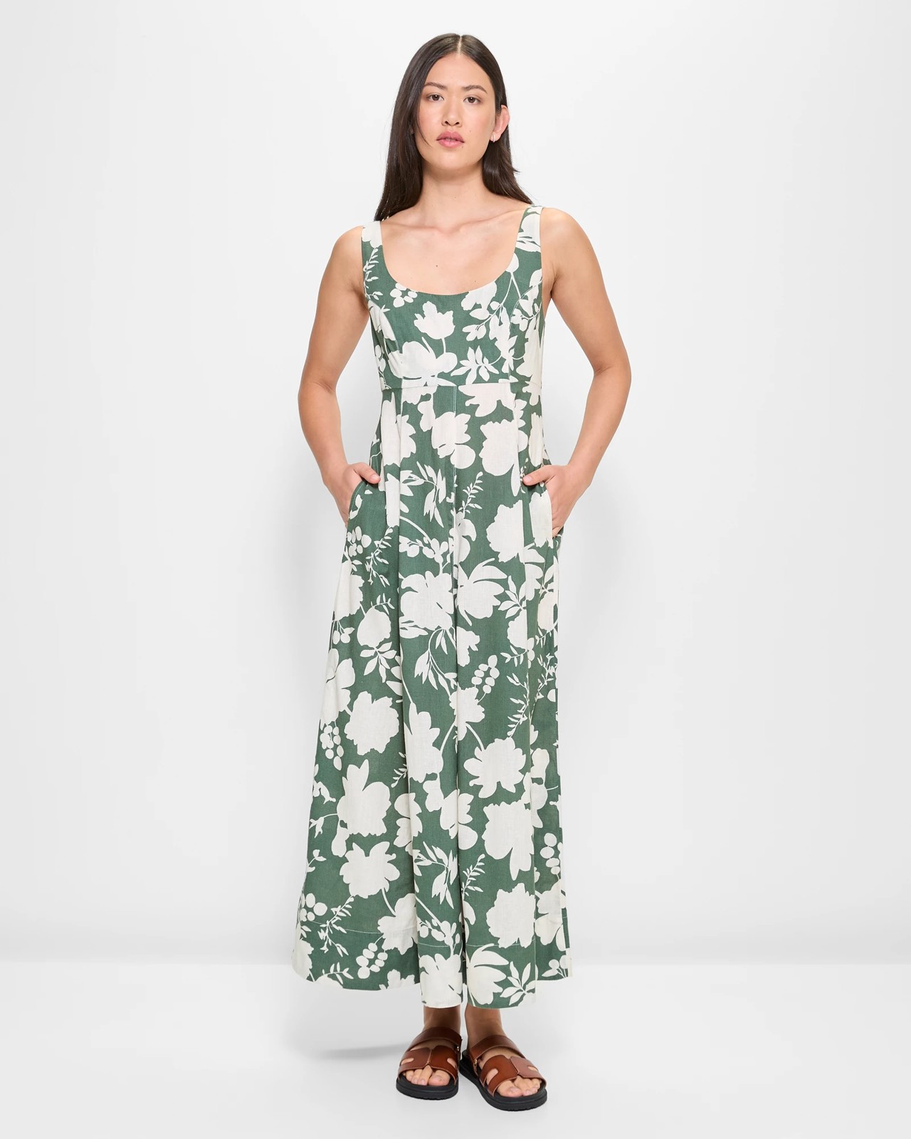 Linen Blend Scoop Neckline Maxi Dress Isla Floral Target Australia