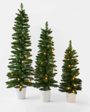 Anko Set of 3 Green Prelit Potted Christmas Trees