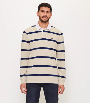 Striped Long Sleeve Rugby Polo