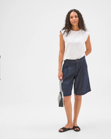 Linen Denim Bermuda Shorts