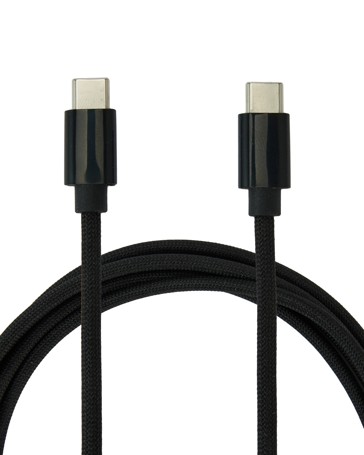 Braided USB-C to USB-C Cable, 2m, Black - Anko