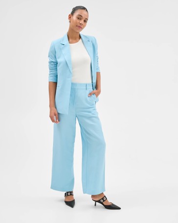 Linen Blend Wide Leg Pants - Preview