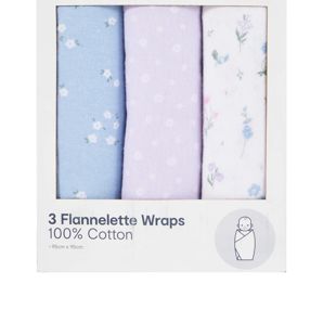 Anko 3 Pack Cotton Flannelette Wraps