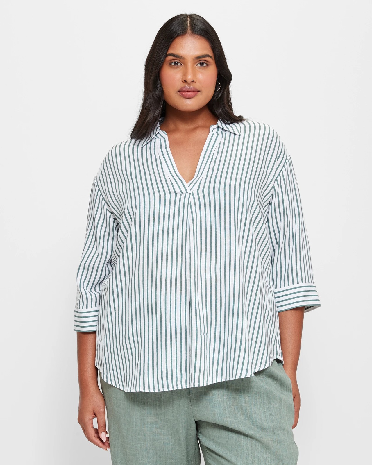 Plus Size Pull Over Striped Shirt