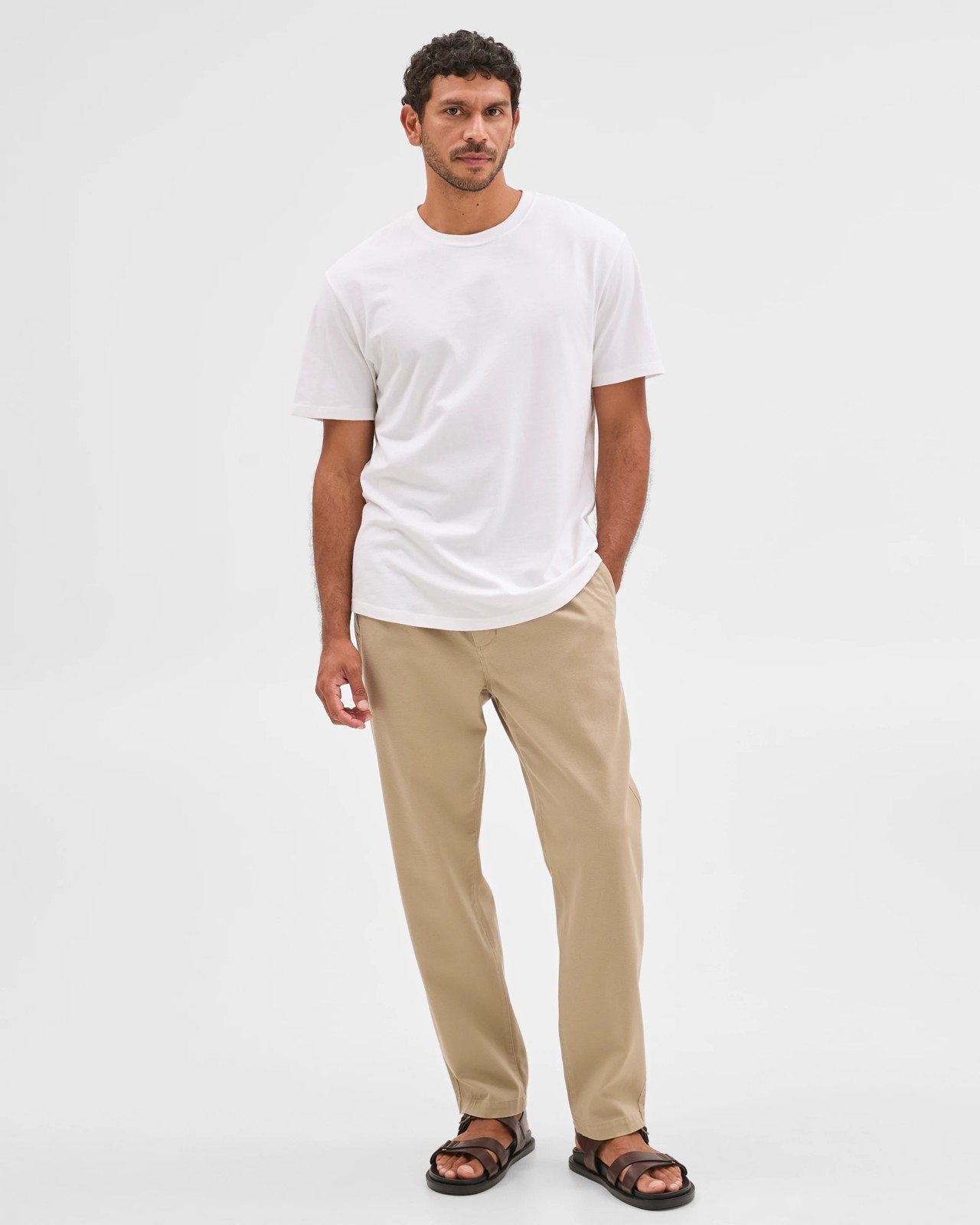 Australian Cotton Pleated Textured Chino Pants - Neutral 4 of 5