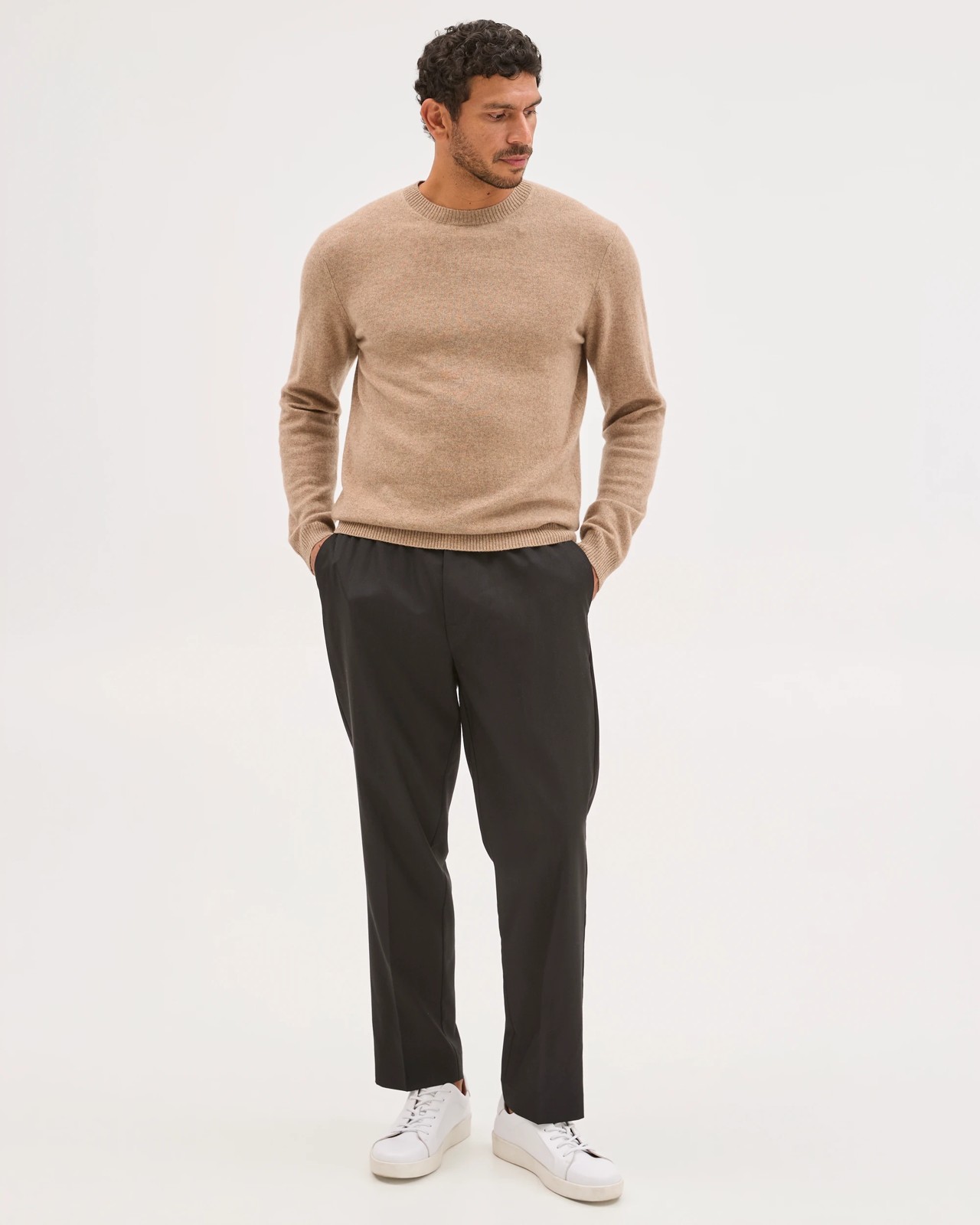 Preview Cashmere Crew Neck Knit Jumper - Oatmeal 2 of 6