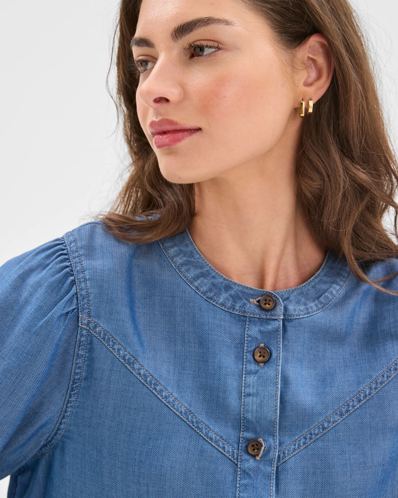 Petites Yoke Detail Chambray Shirt 4 of 5