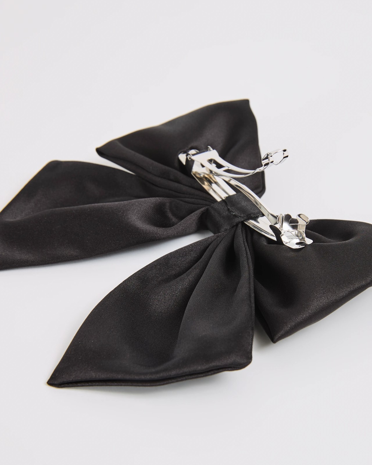 Satin Bow Barette Hair Clip - Black 2 of 2