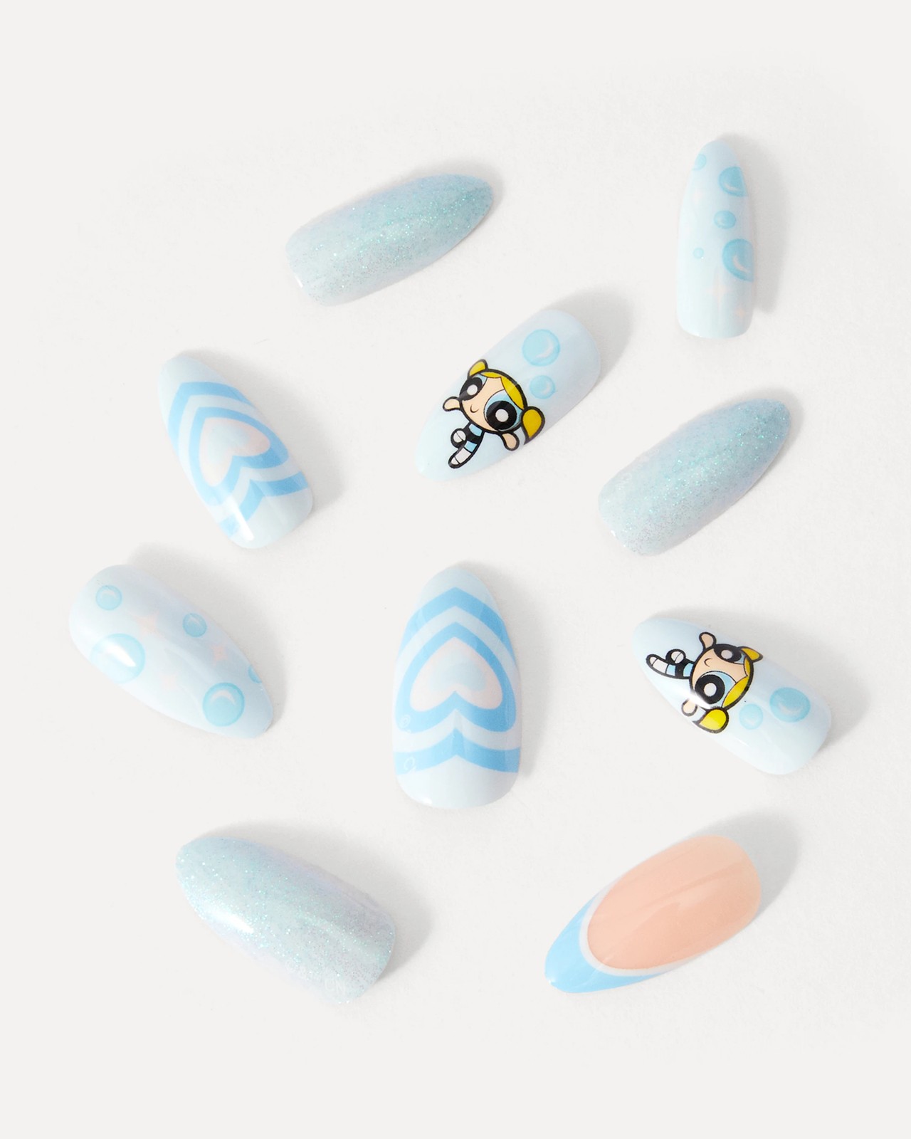 The Powerpuff Girls 24 Pack Artificial Nails with Adhesive - Stiletto Shape, Bubbles 2 of 4