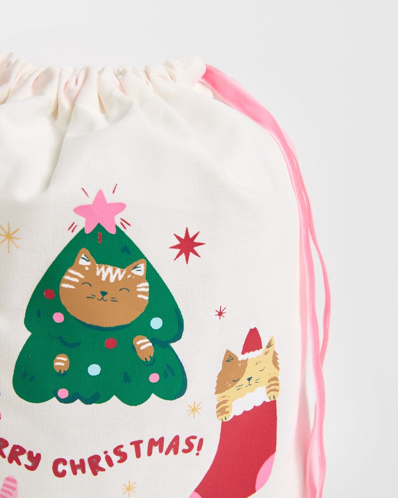 Cotton Meowerry Christmas Drawstring Bag 2 of 4