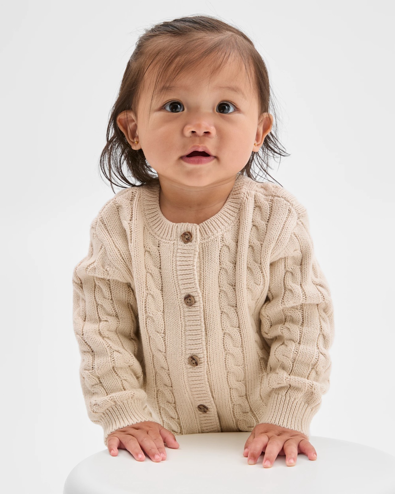 Baby Organic Cotton Cable Knit Cardigan 2 of 4