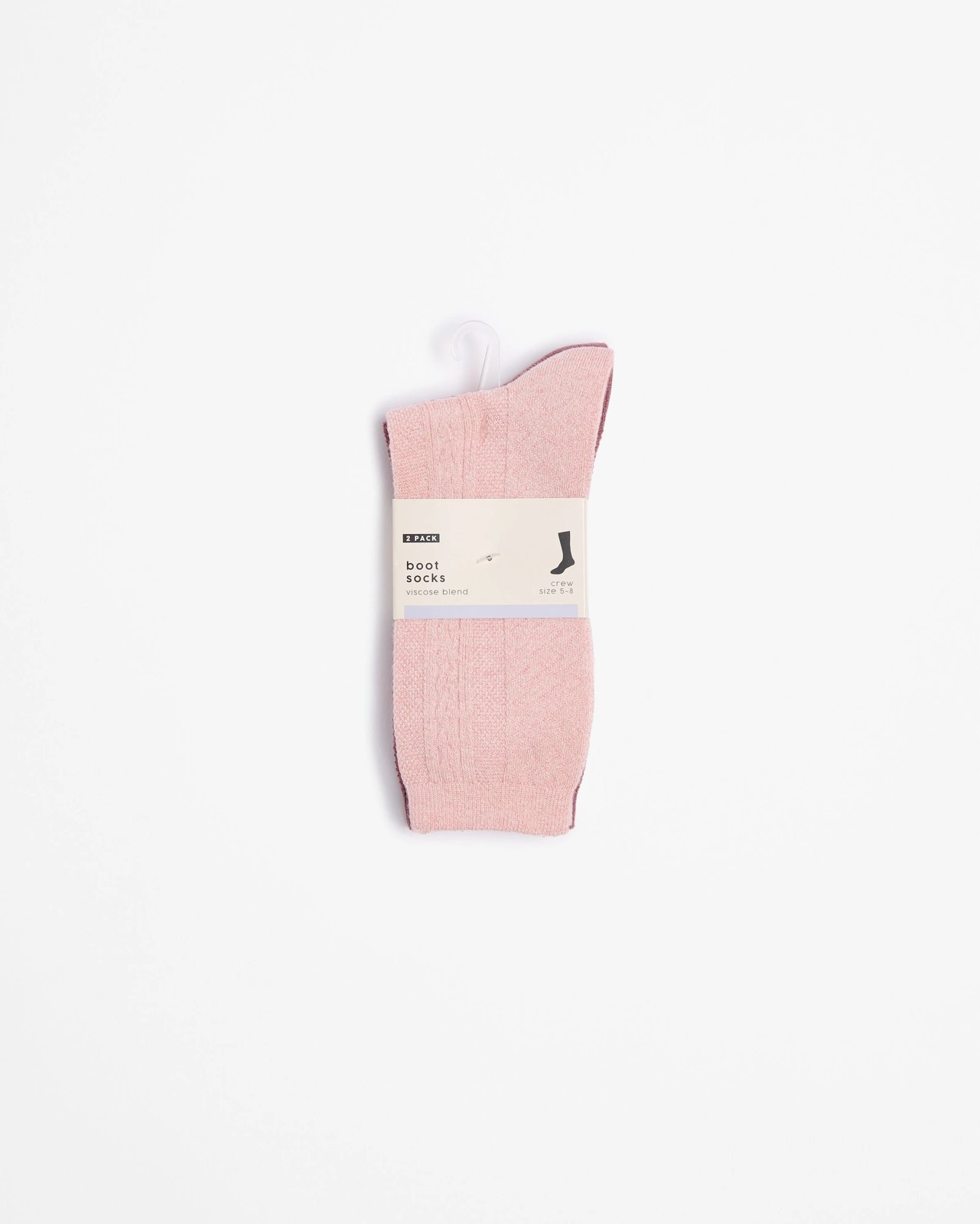 Bamboo 2 Pack Cable Boot Socks - Pink 3 of 3