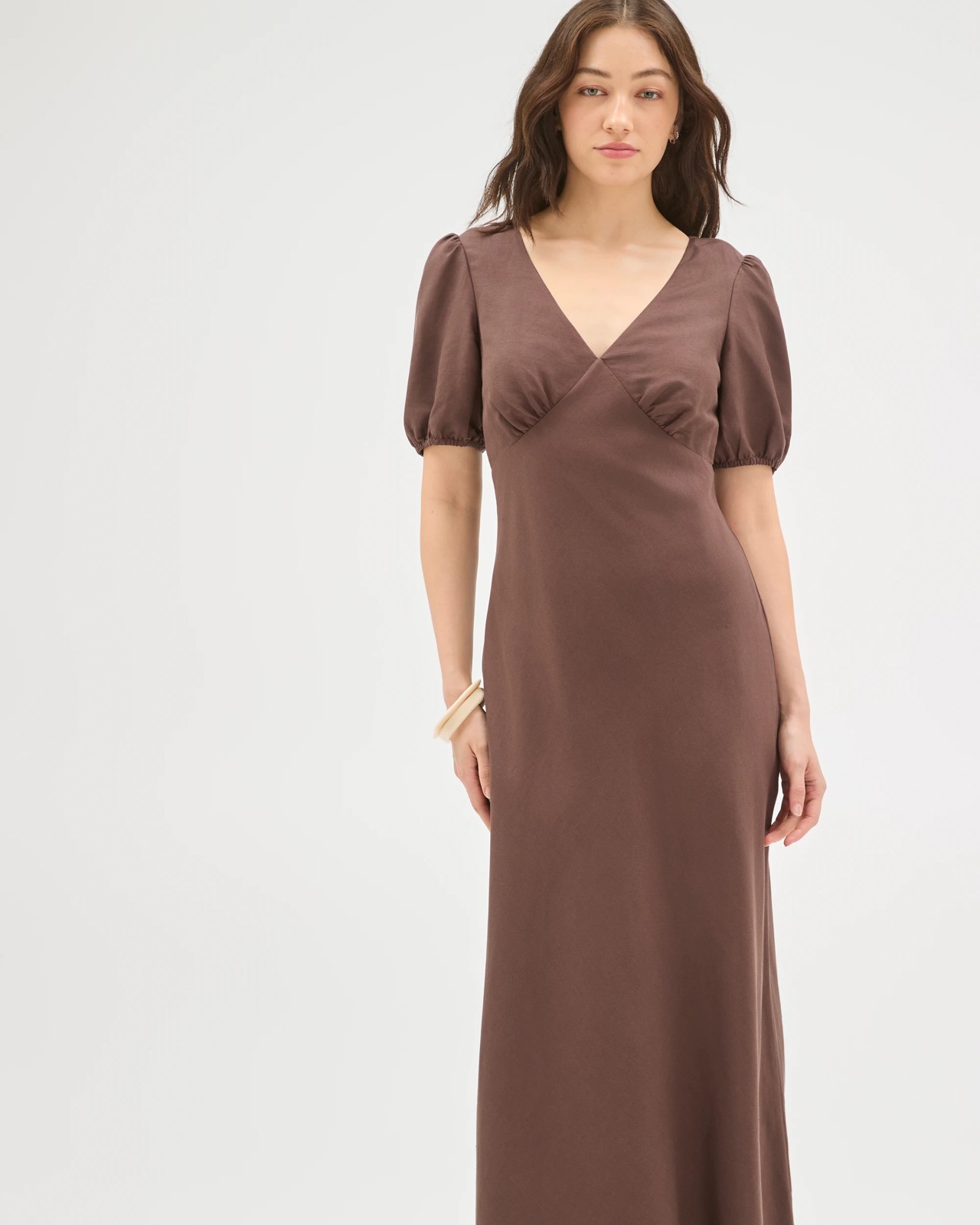Lily Loves European Linen Blend Puff Sleeve Midi Dress 5 of 5