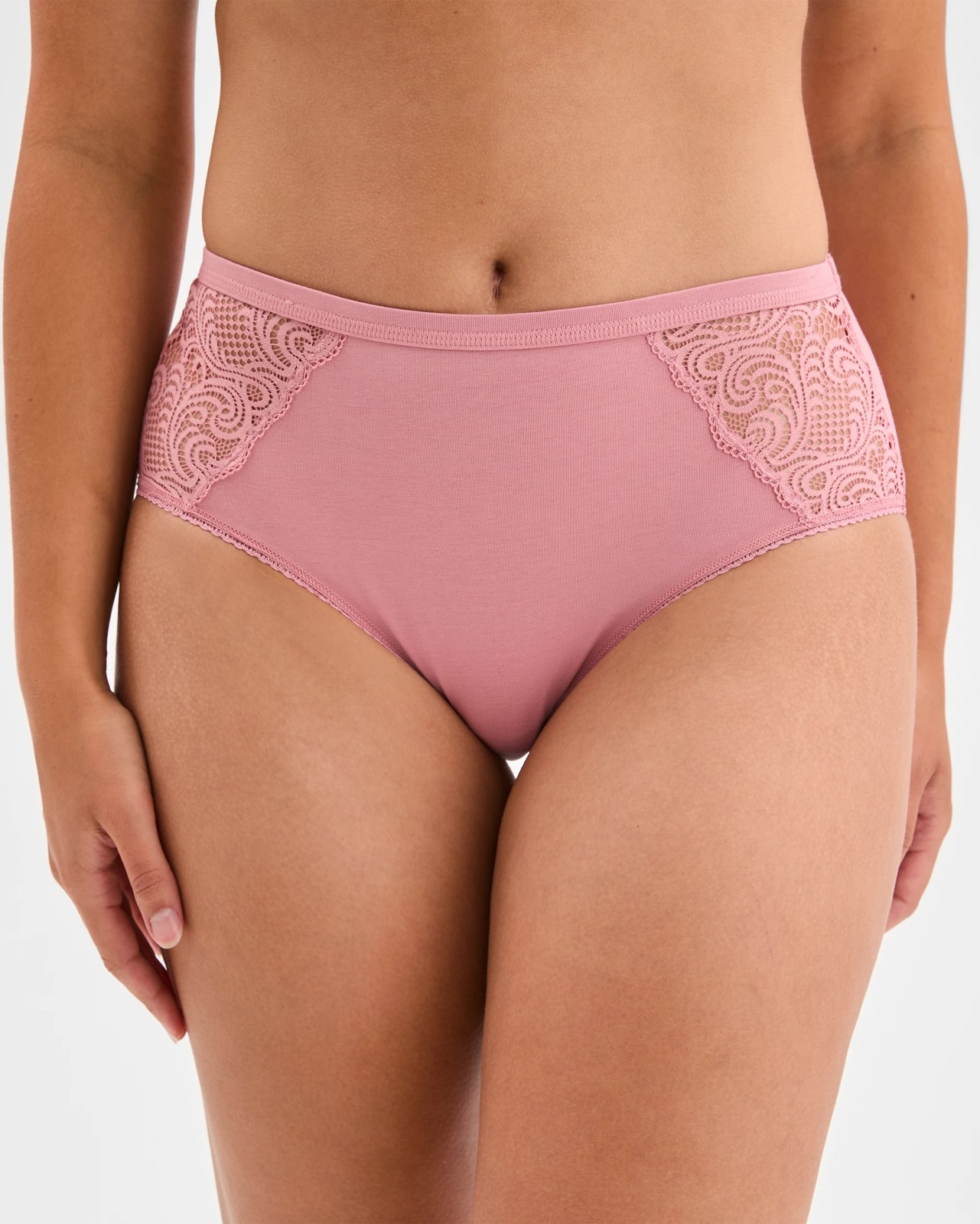 Australian Cotton and Lace 2 Pack Midi Briefs - Foxglove 2 of 4