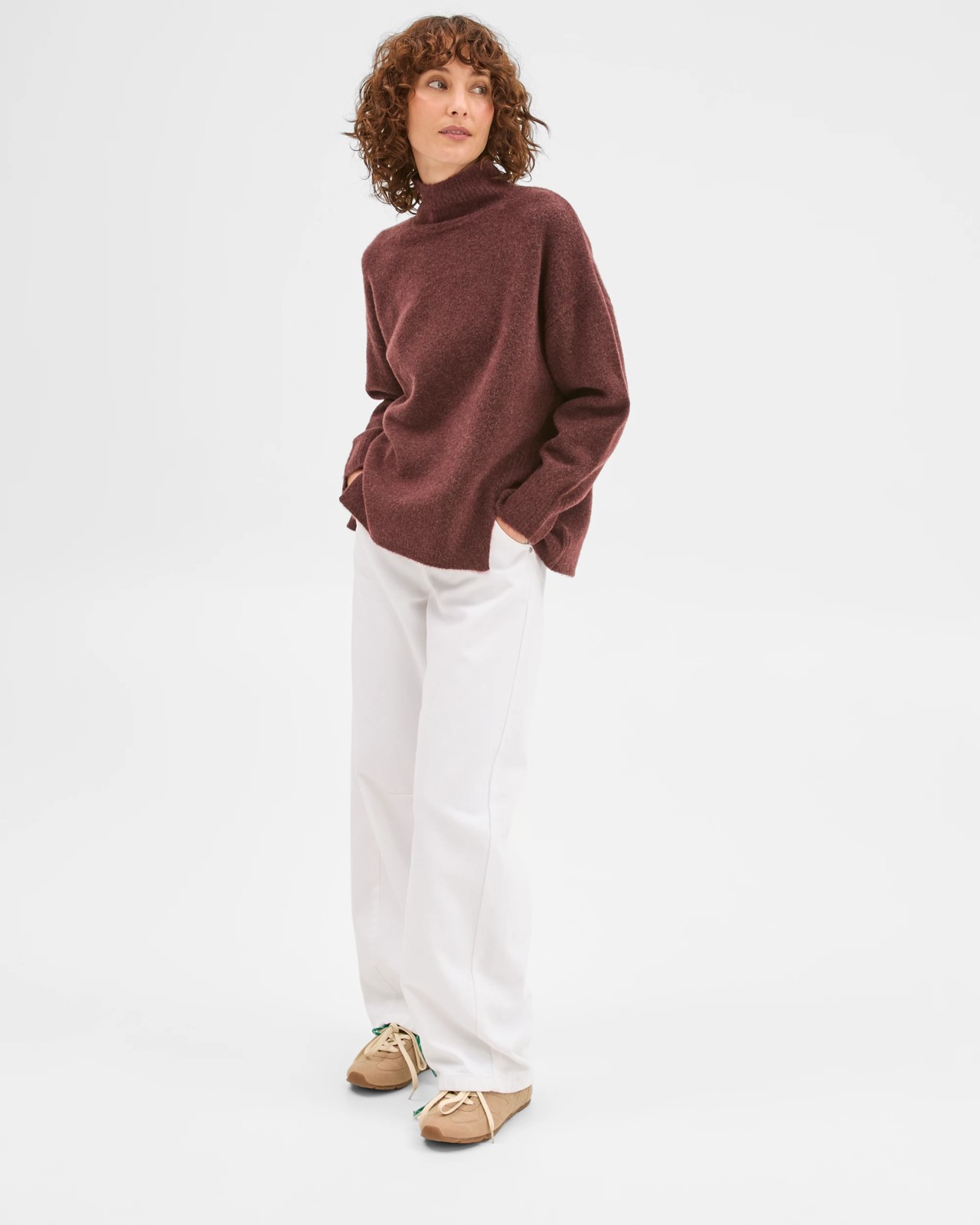 Super Soft Mock Neck Sweater - Burgundy 3 of 5