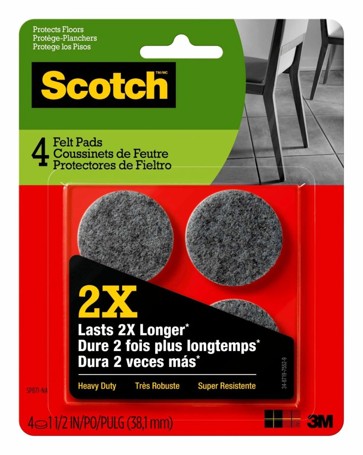 4 Pack 3M Scotch Heavy Duty Felt Pads