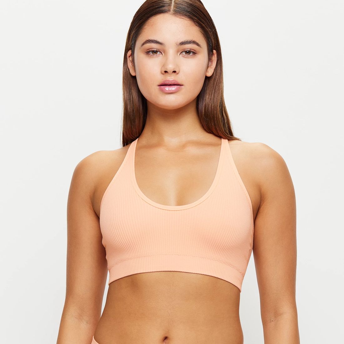 Ribbed Strappy Back Crop Top Lily Loves Peach Melba Target Australia