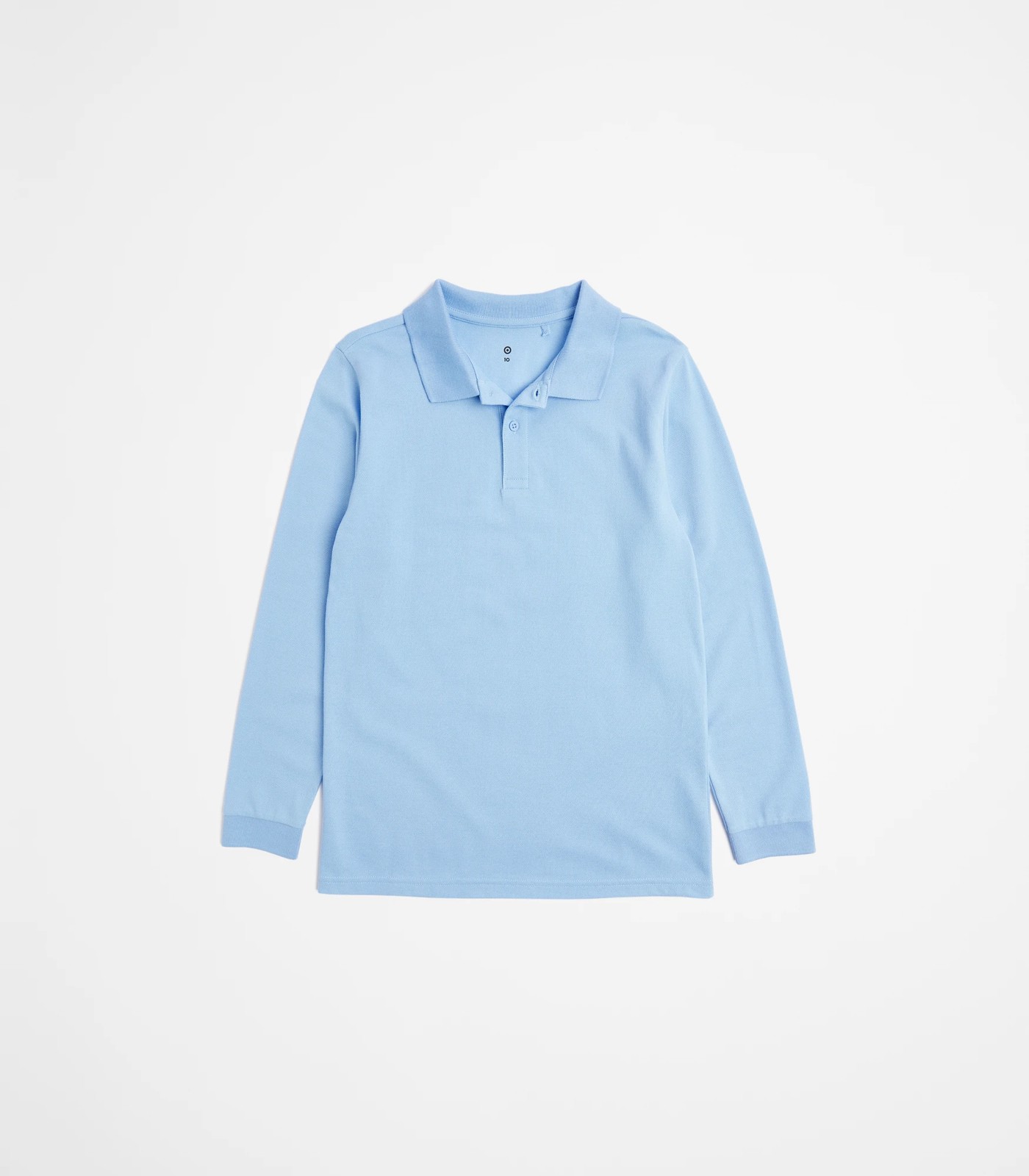 School Polo Long Sleeve Top Light Blue