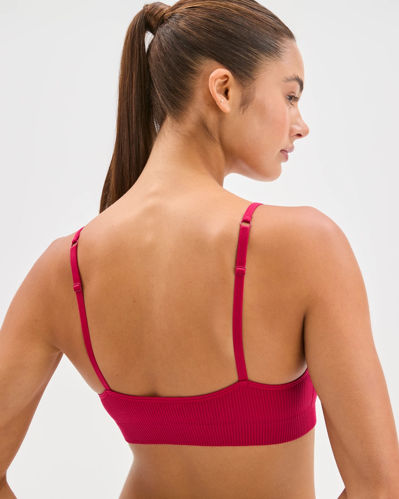 Lily Loves Ribbed Seamfree Strappy Crop Top - Wineberry 5 of 5