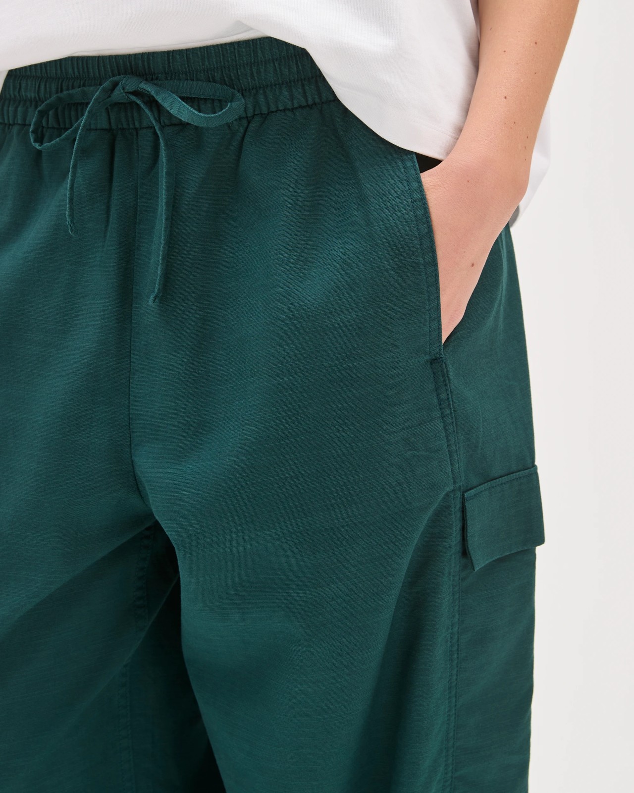 Slub Cargo Pull On Pants - Deep Green 5 of 5