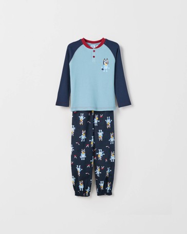 Bluey Australian Cotton Younger Boys Knit/Flannel Pyjama Set