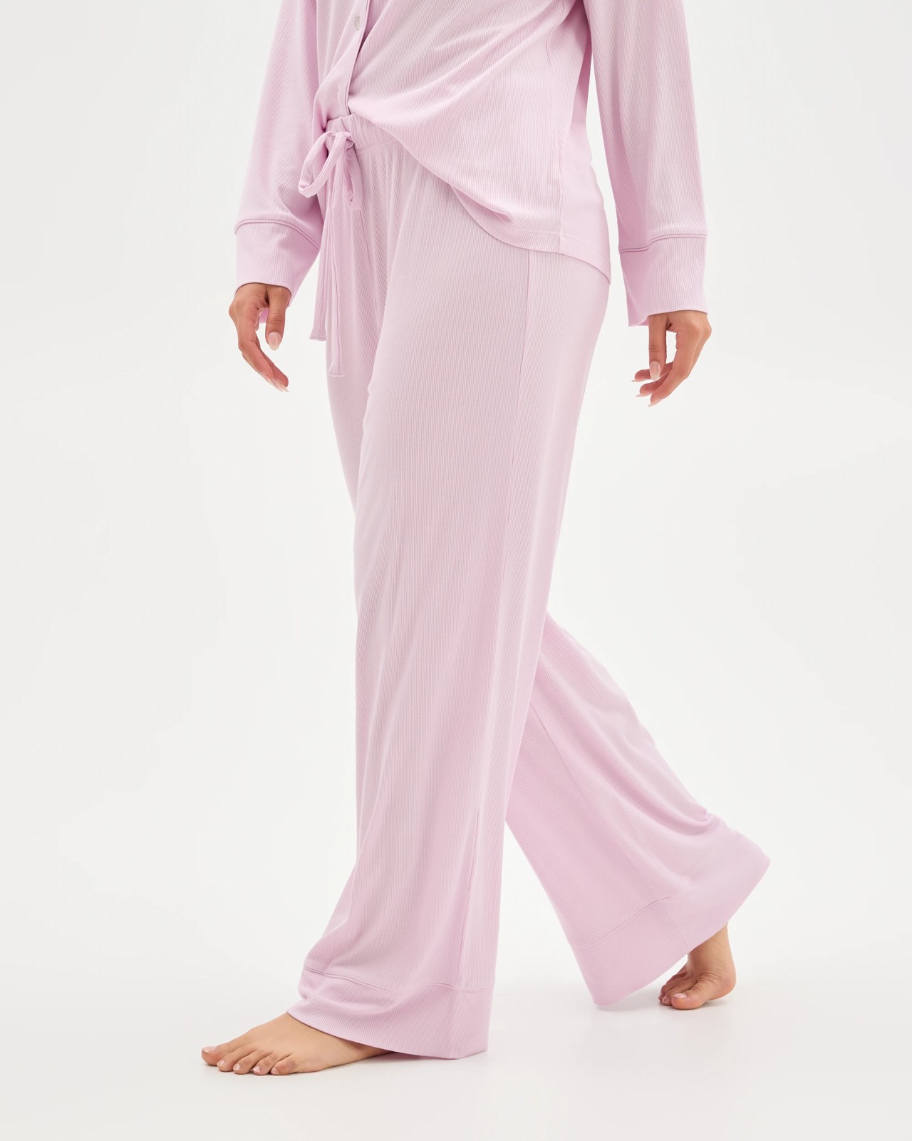 Rib Wide Leg Sleep Pants - Pink 4 of 6