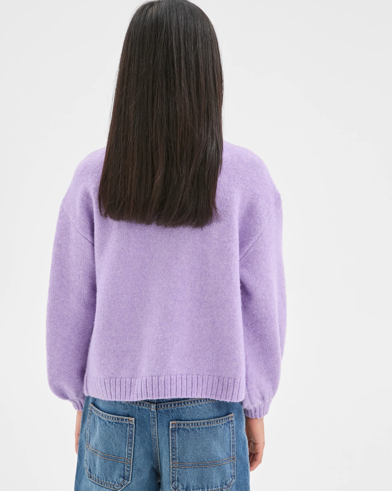 Sequin Long Balloon Sleeve Knit Jumper - Purple 4 of 6