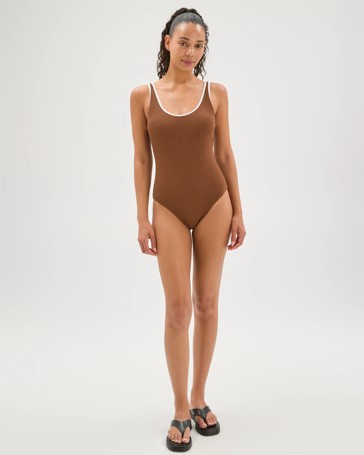 Scoop Neck Crinkle One Piece Swimsuit