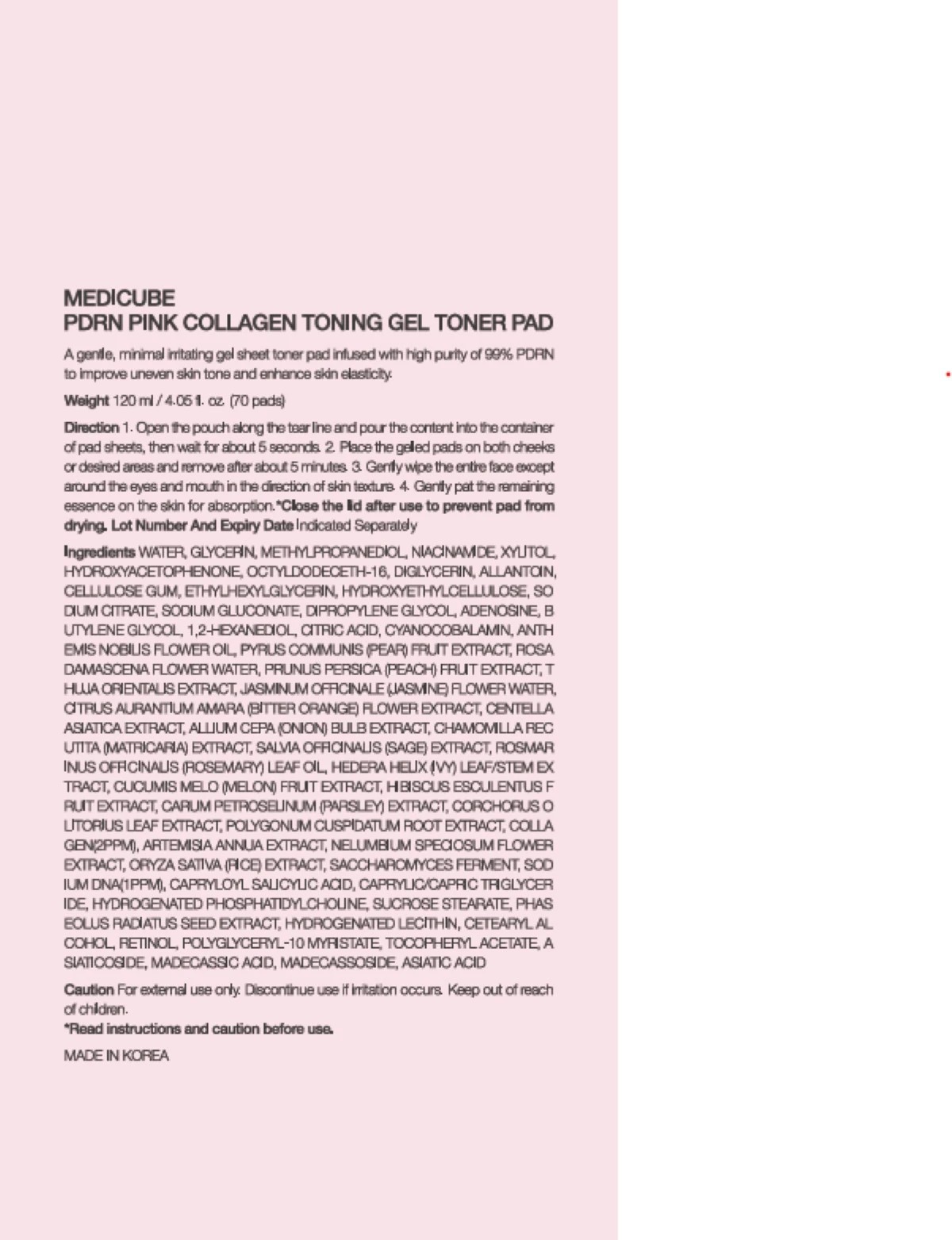 Medicube PDRN Pink Collagen Toning Gel Toner Pad 120ml 2 of 5