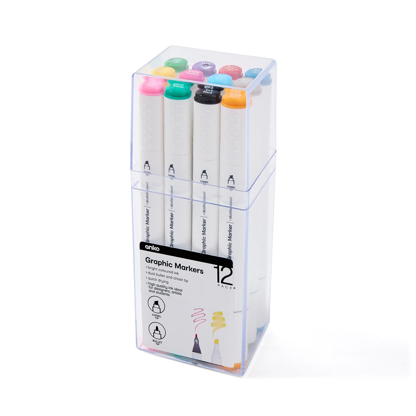 Dual-Tip Graphic Markers, 12 Pack - Anko 3 of 6