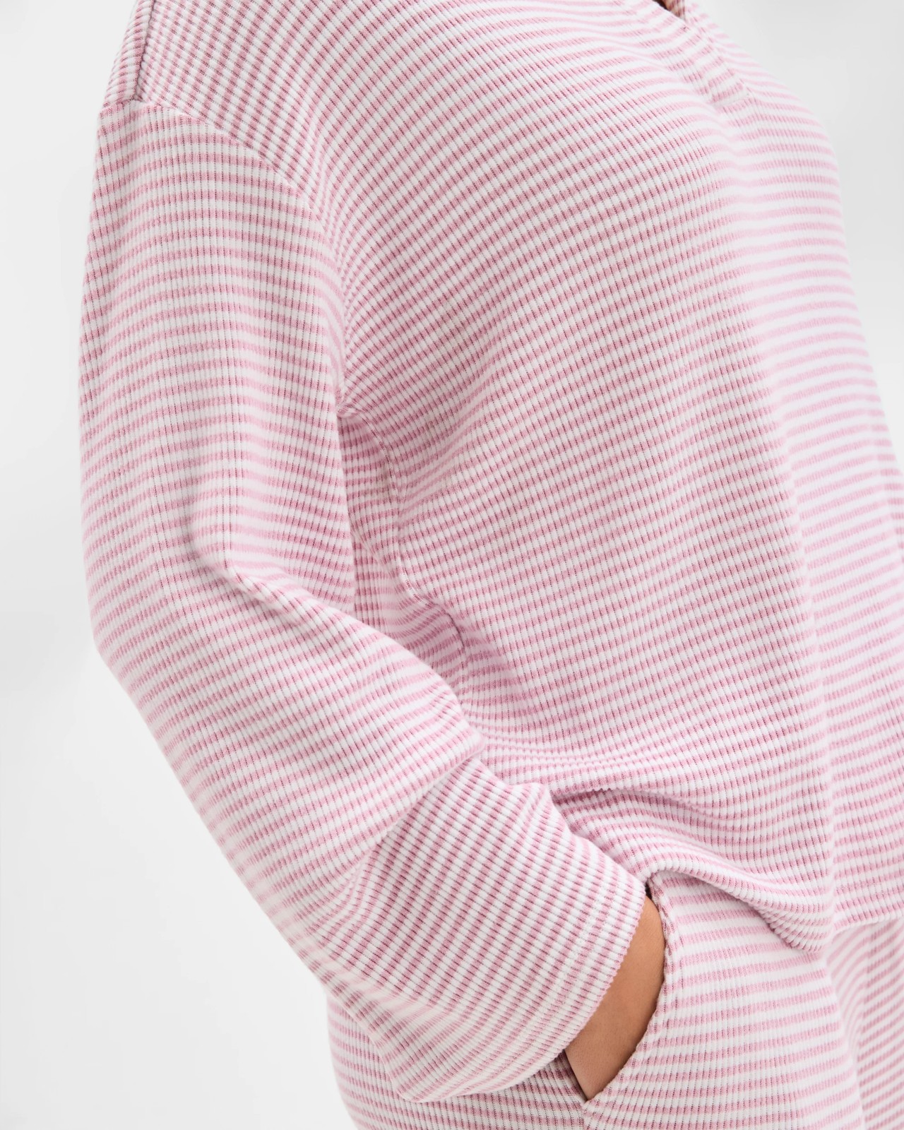 Cosy Rib Notch Collar Top - Pink 4 of 5