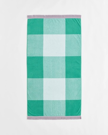 Angie Gingham Jacquard Beach Towel - Green