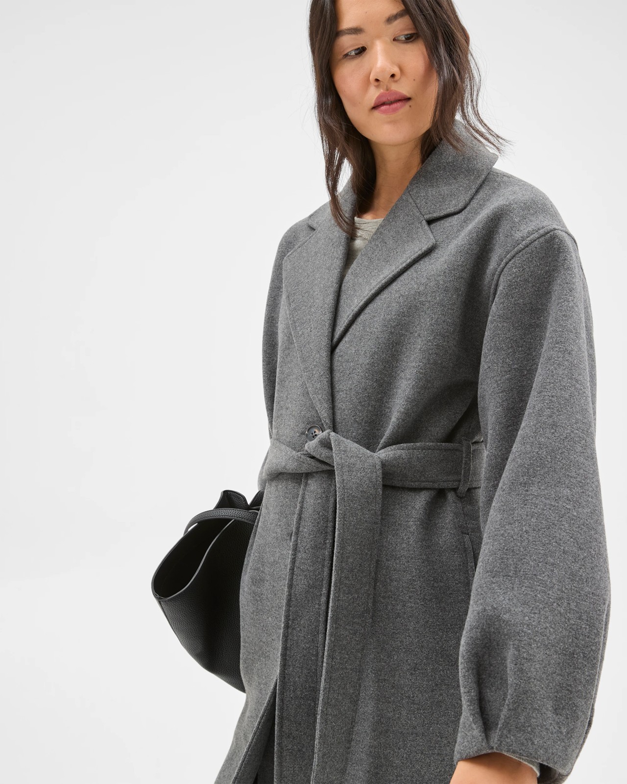 Preview Wrap Belted Coat - Charcoal Marle 5 of 6