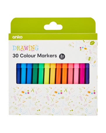 Colour Markers, 30 Pack - Anko