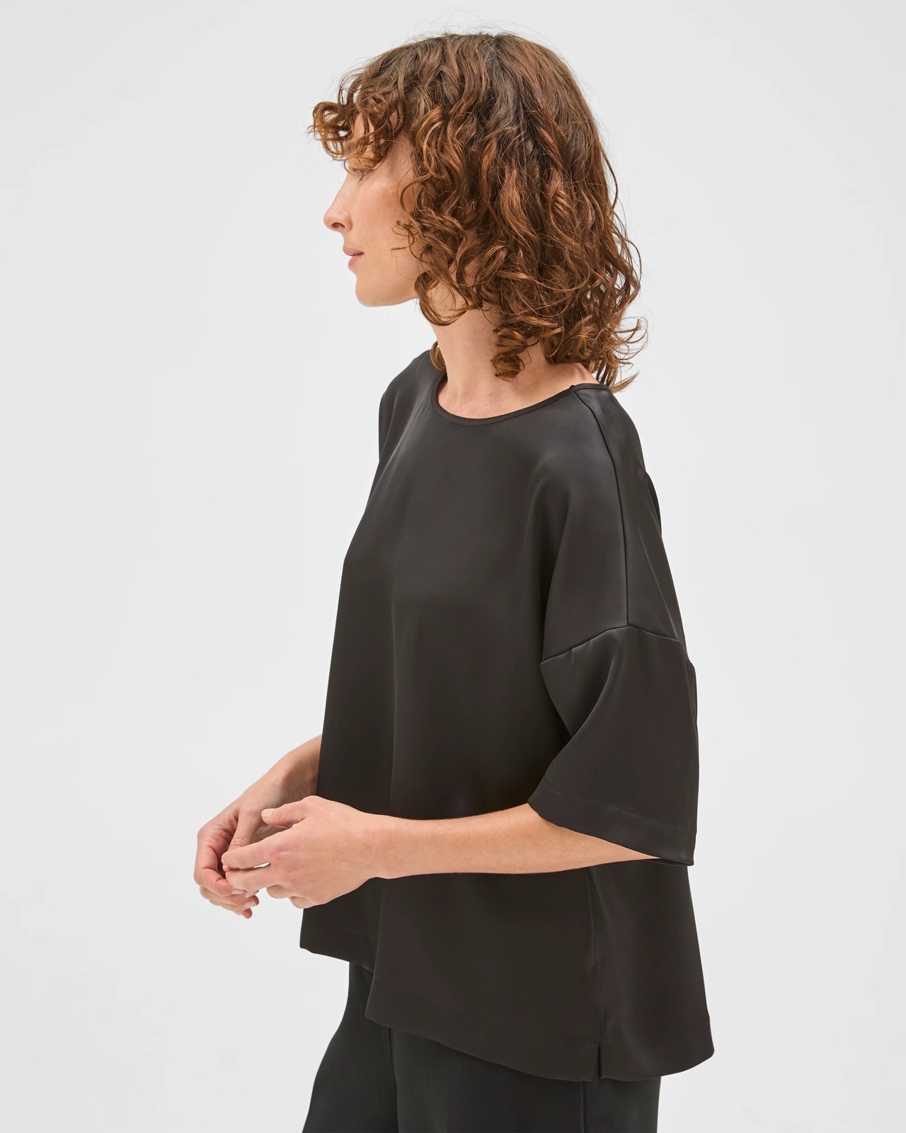 Preview Kali Satin Boxy T-Shirt - Black 5 of 6