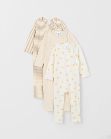 Baby Organic Cotton 3 Pack Zip Coveralls