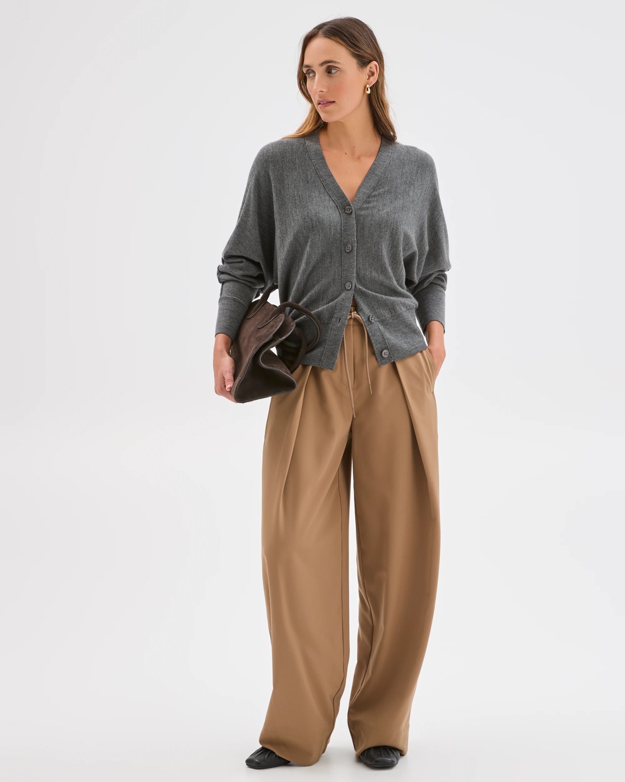 Preview Australian Merino Wool Batwing Cardigan - Charcoal 3 of 6