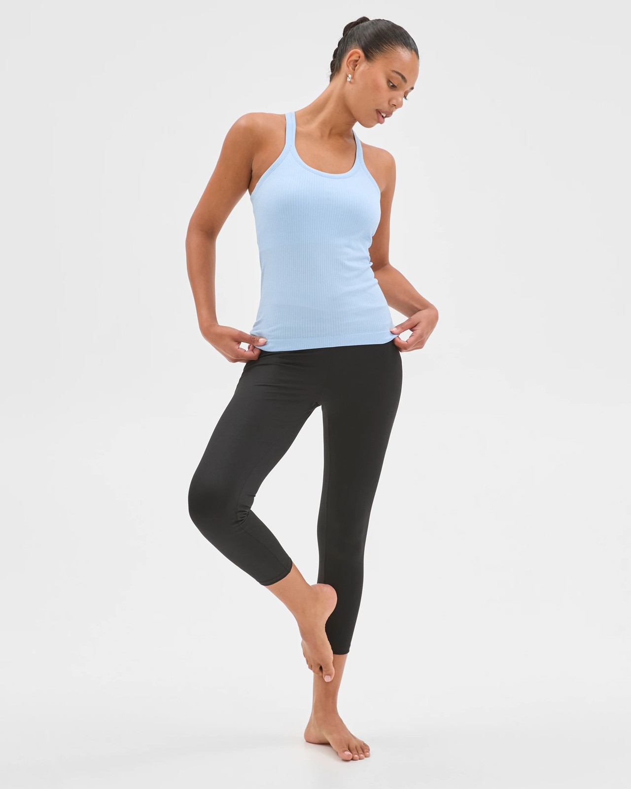 Active Studio Soft Ribbed Tank Top with Shelf Bra - Blue Mist 2 of 6