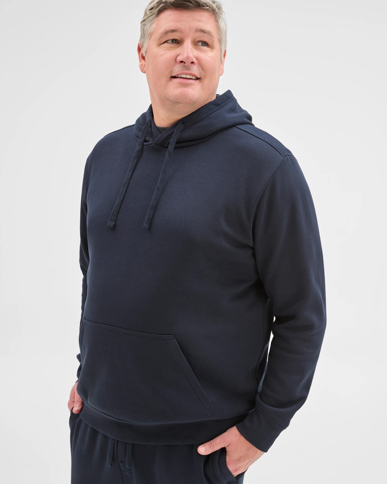 Plus Size Australian Cotton Blend Fleece Popover Jumper - Navy Blue 3 of 5