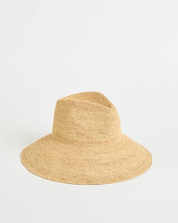 Raffia Wide Brim Fedora Hat